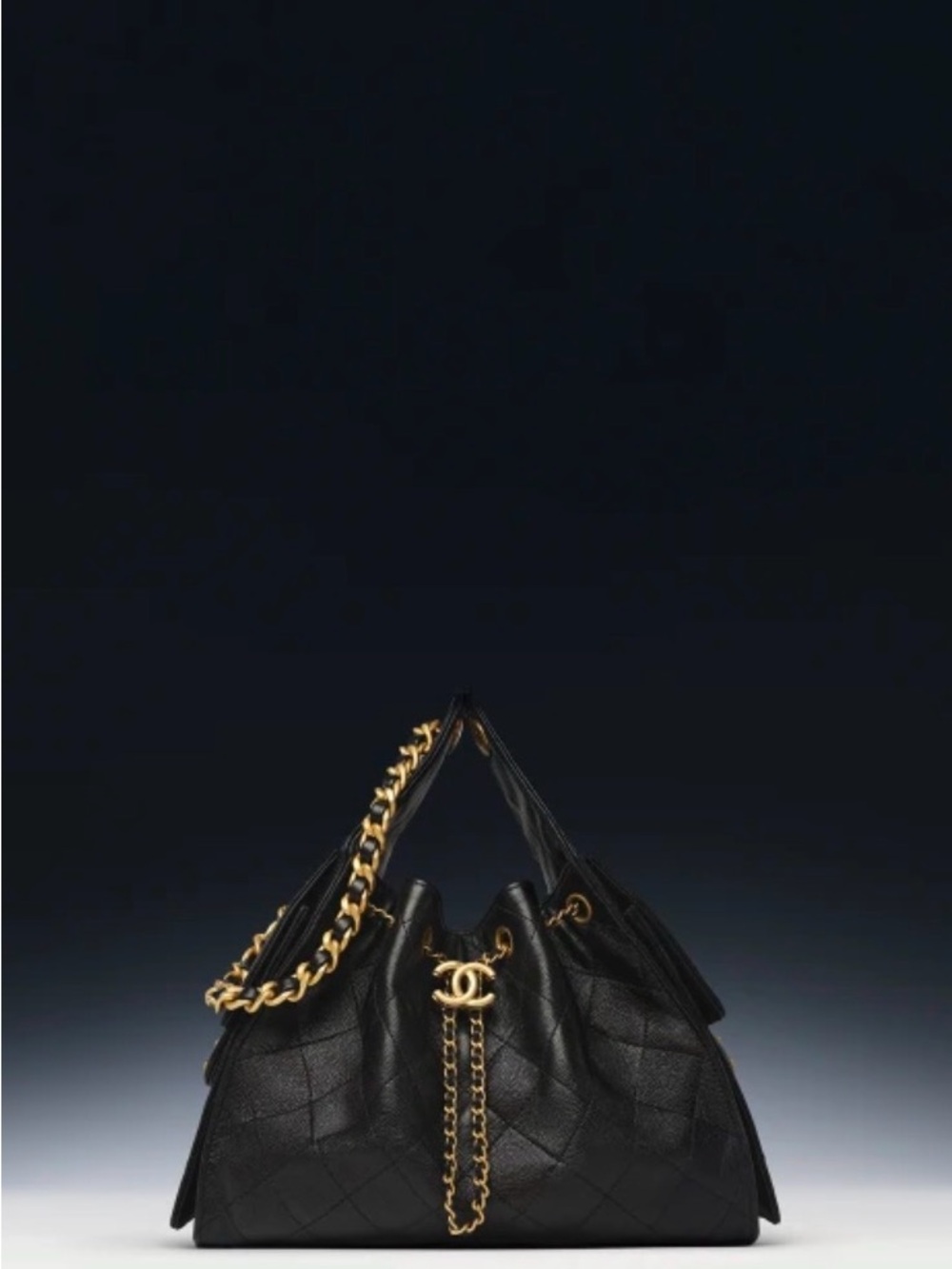 Fashion Nova Black Quilted Shoulder Bag with Gold Chain